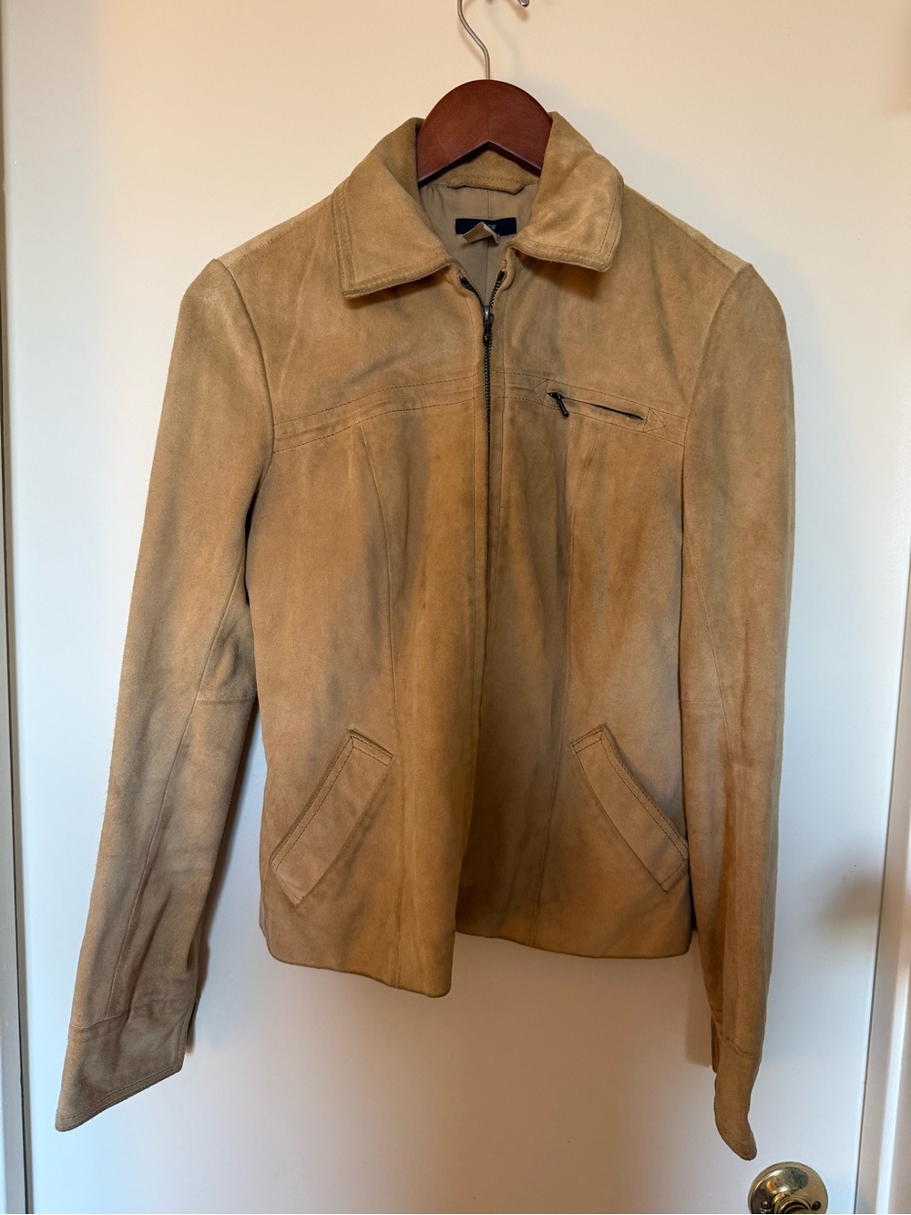 J.Crew Tan Suede Leather Zip Jacket XS Style 62065 Genuine Leather